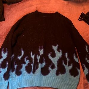 SHEIN Y2K Blue Flame sweater